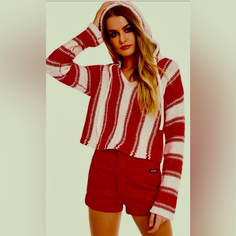 NWT Wildfox Chromatic Stroke Hermosa Sweater L Vintage Lace/Crimson $128 Retail!